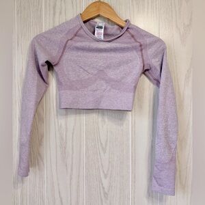 Gymshark Seamless Long Sleeve Crop Top Lavender Size Small EUC
